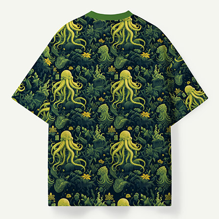 Octopus Deep Sea Botanical Garden Pattern Premium Pure Cotton Tee