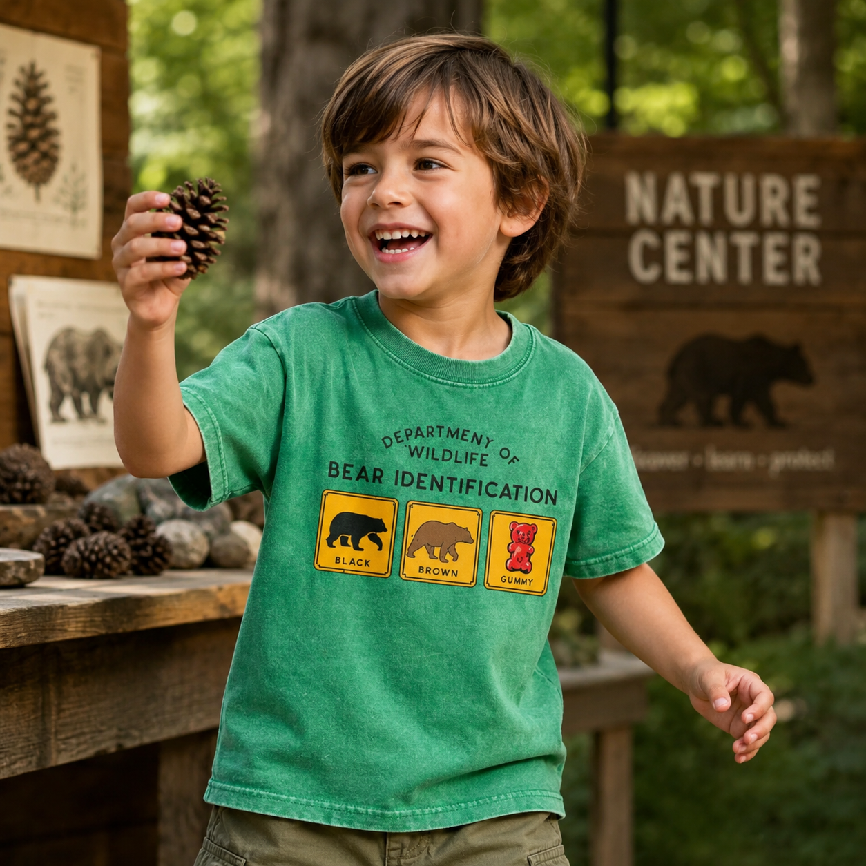 Bear Tee Cotton Classic Kids Washed T-Shirt