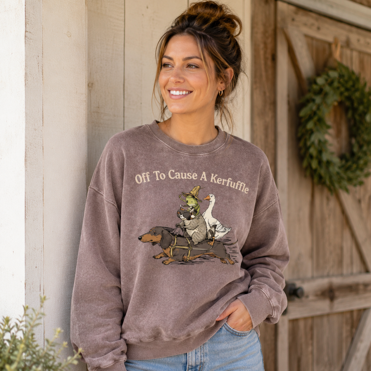 Off To Cause A Kerfuffle Washed Sweatshirts