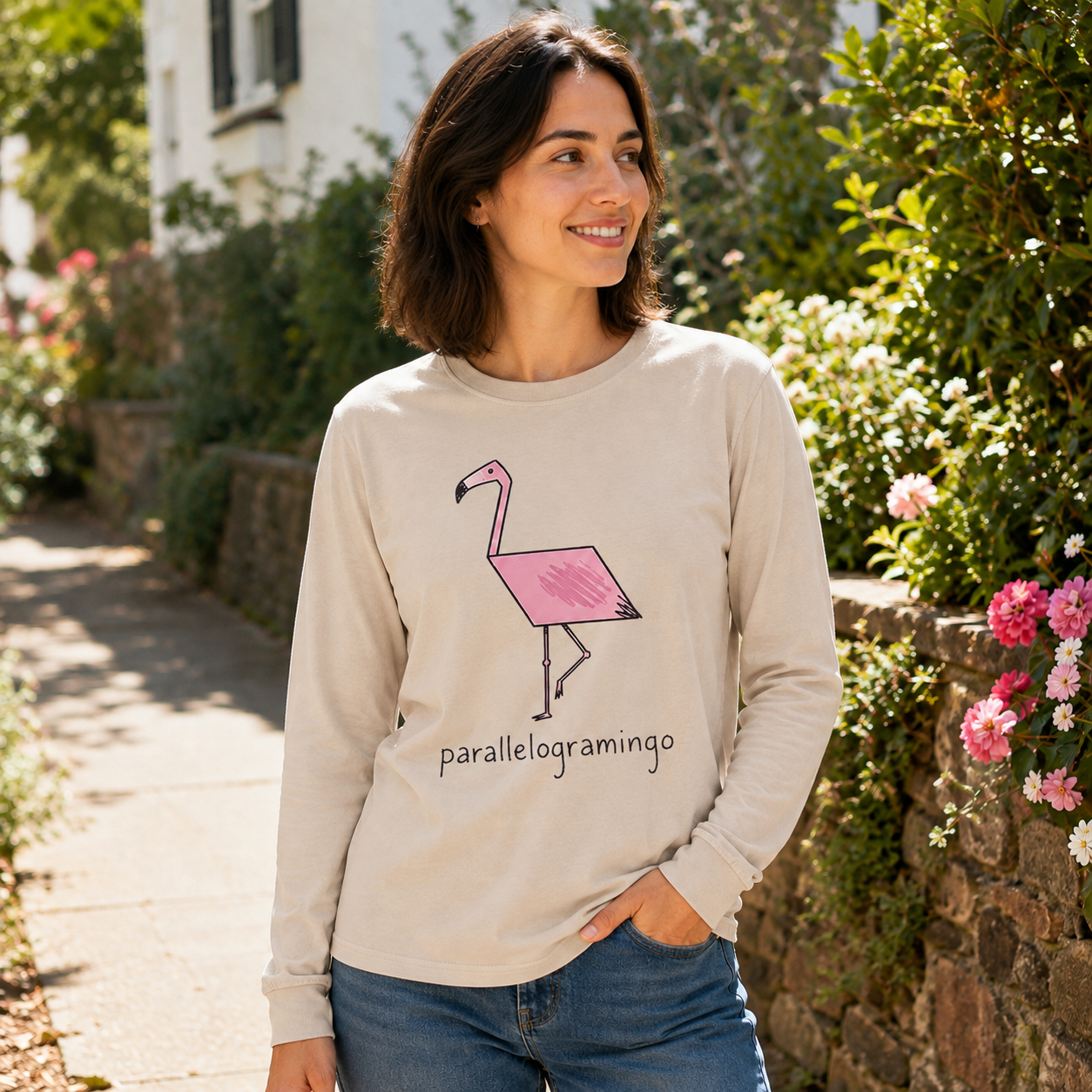 Parallelogramingo Flamingo Pun Long Sleeve T-Shirt