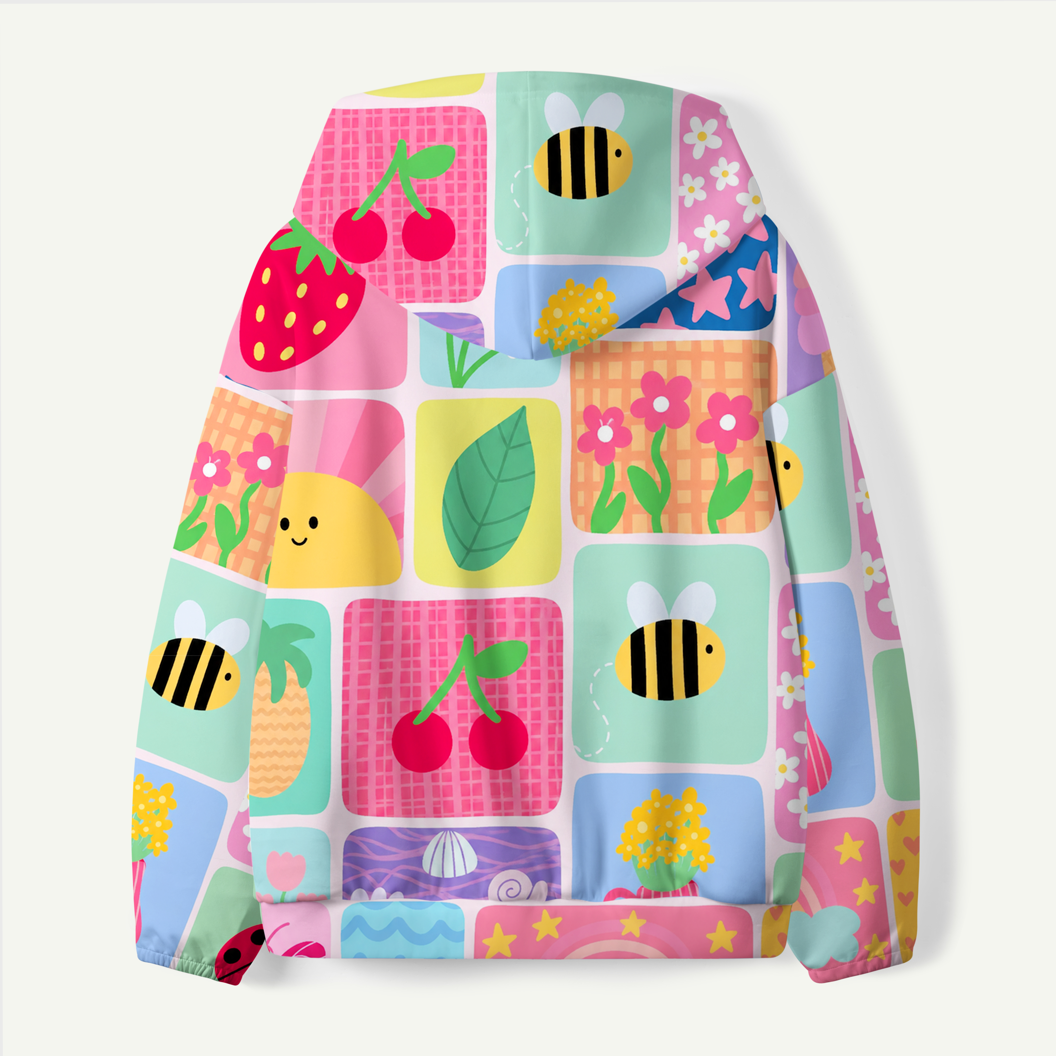 Colorful Garden Sticker Patchwork Kids All-over Printed Hoodie