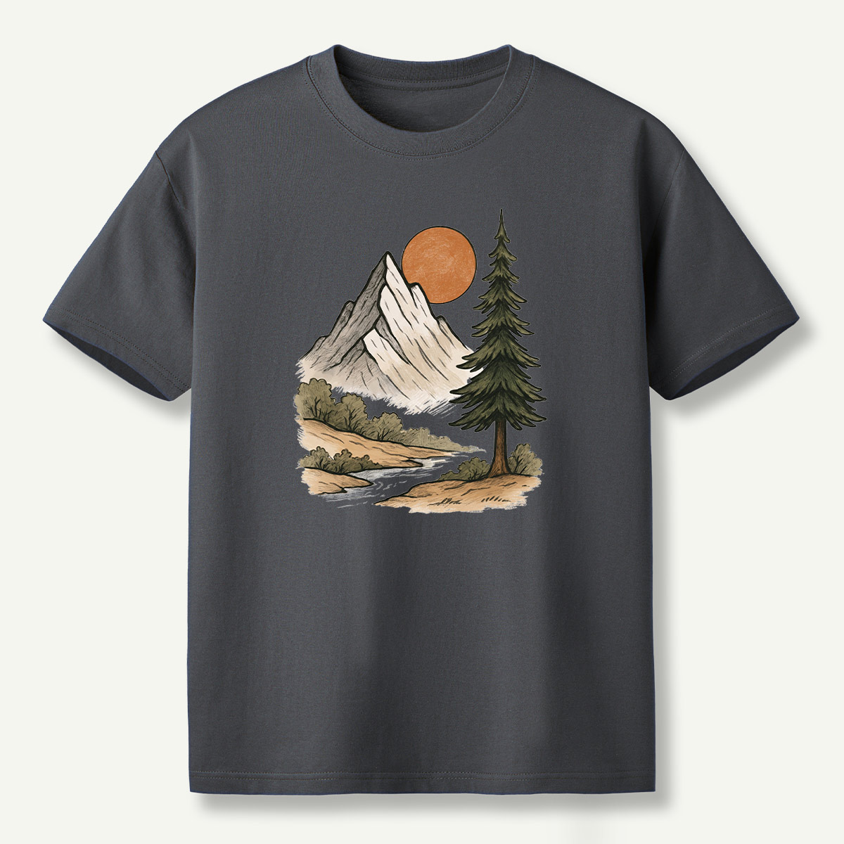 Mountain Sunset Pine River Landscape T-Shirt