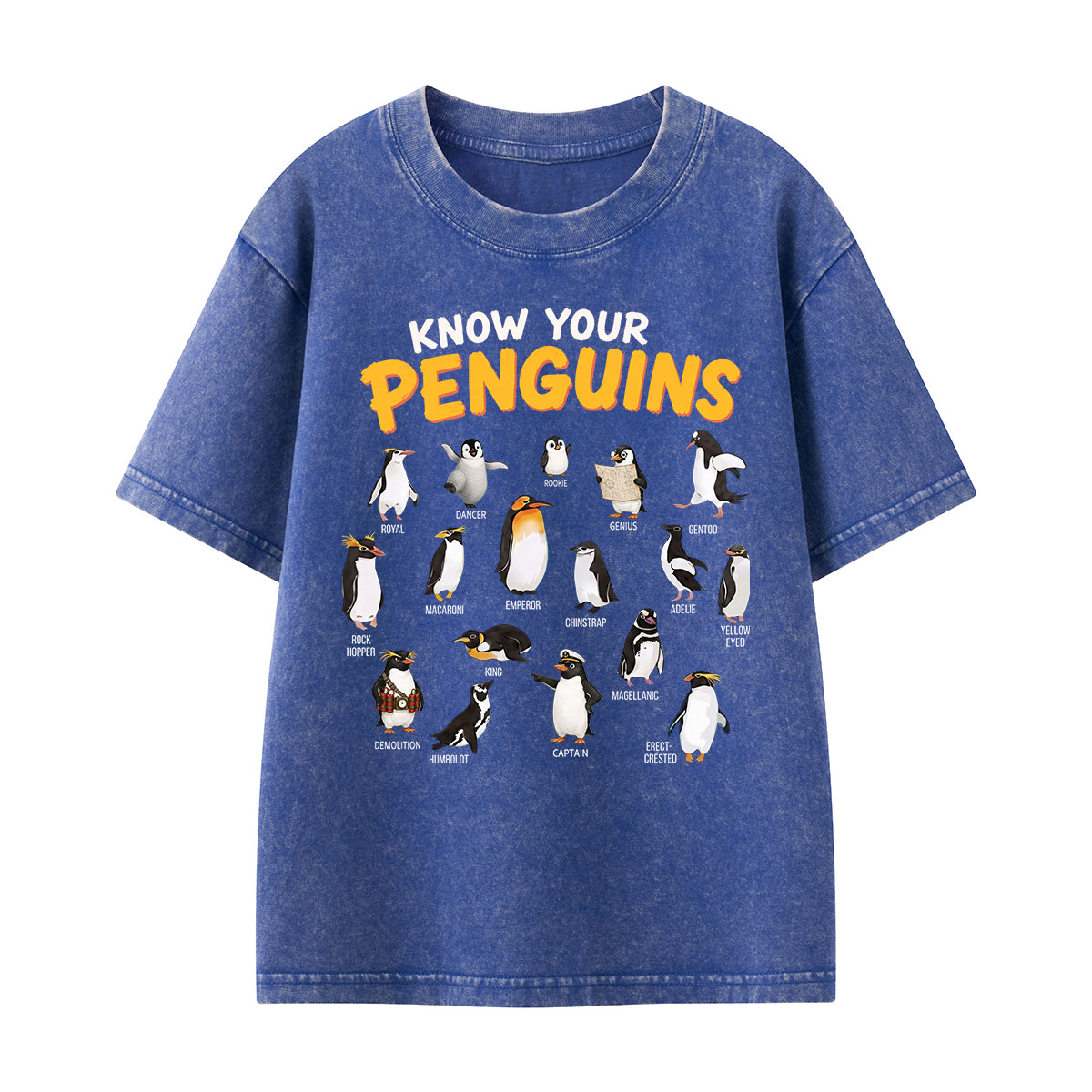 Know Your Penguins Penguin Species Kids Washed T-Shirt