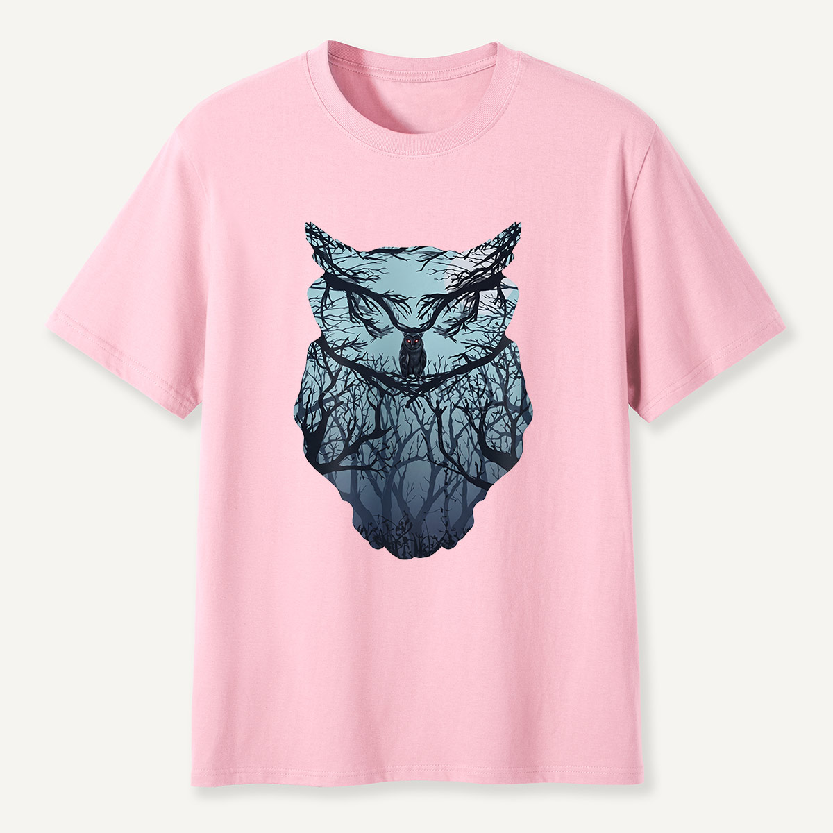 Midnight Forest Owl Double Exposure T-Shirt