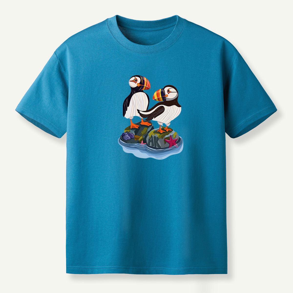 Alaska Puffin Pair Rocky Coast Marine Wildlife T-Shirt