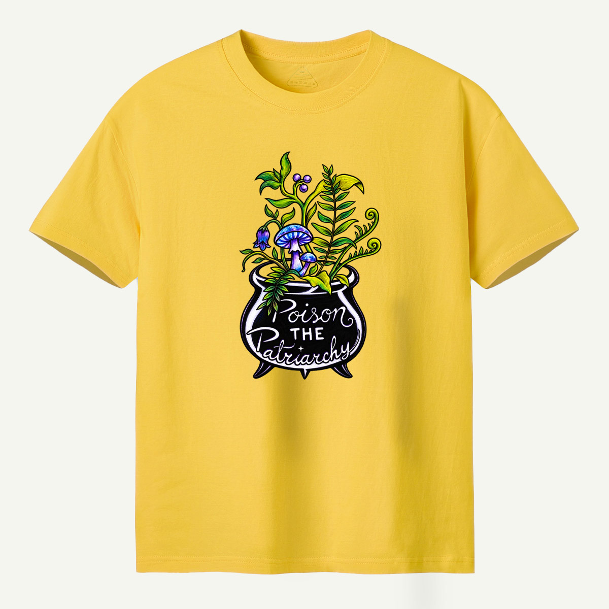 Poison The Patriarchy Mushroom Cauldron Botanical Potion T-Shirt