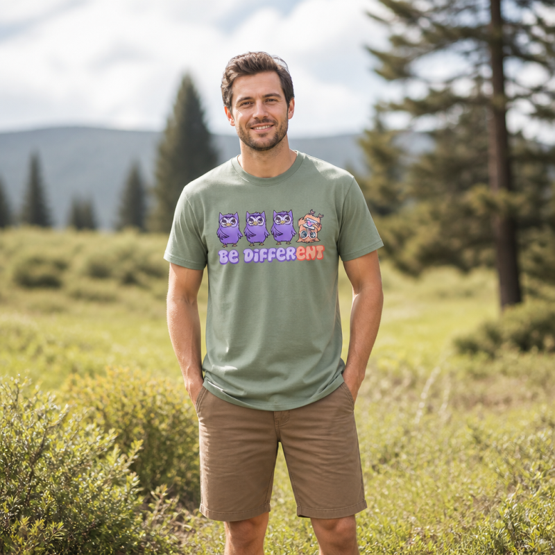 Be Different Cute Purple Owls  T-Shirt