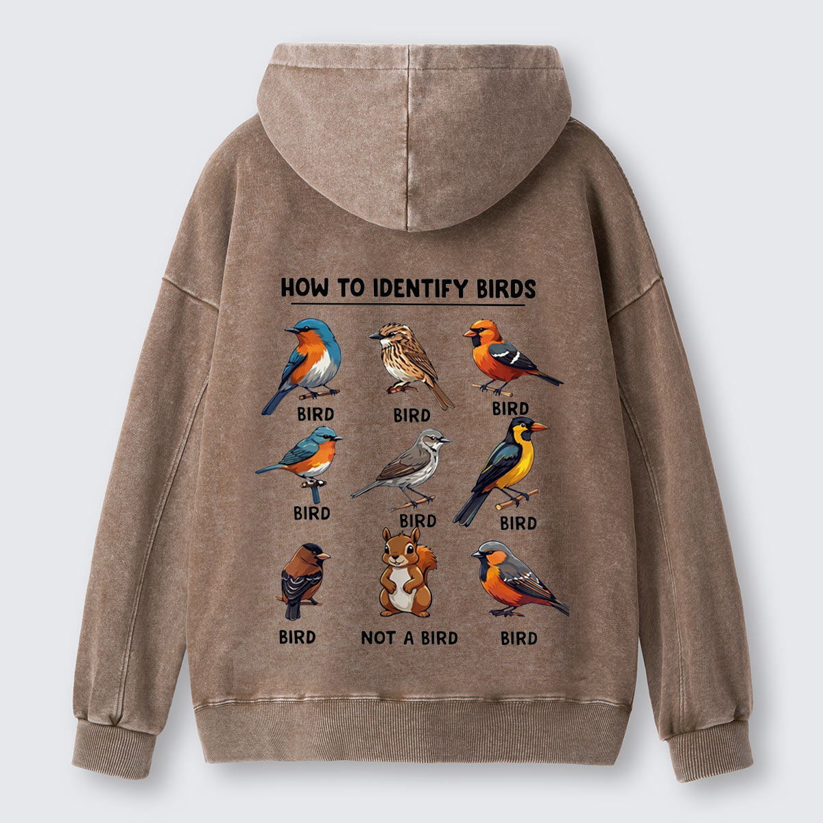 Funny Bird How to Identify Birds Washed Hoodie