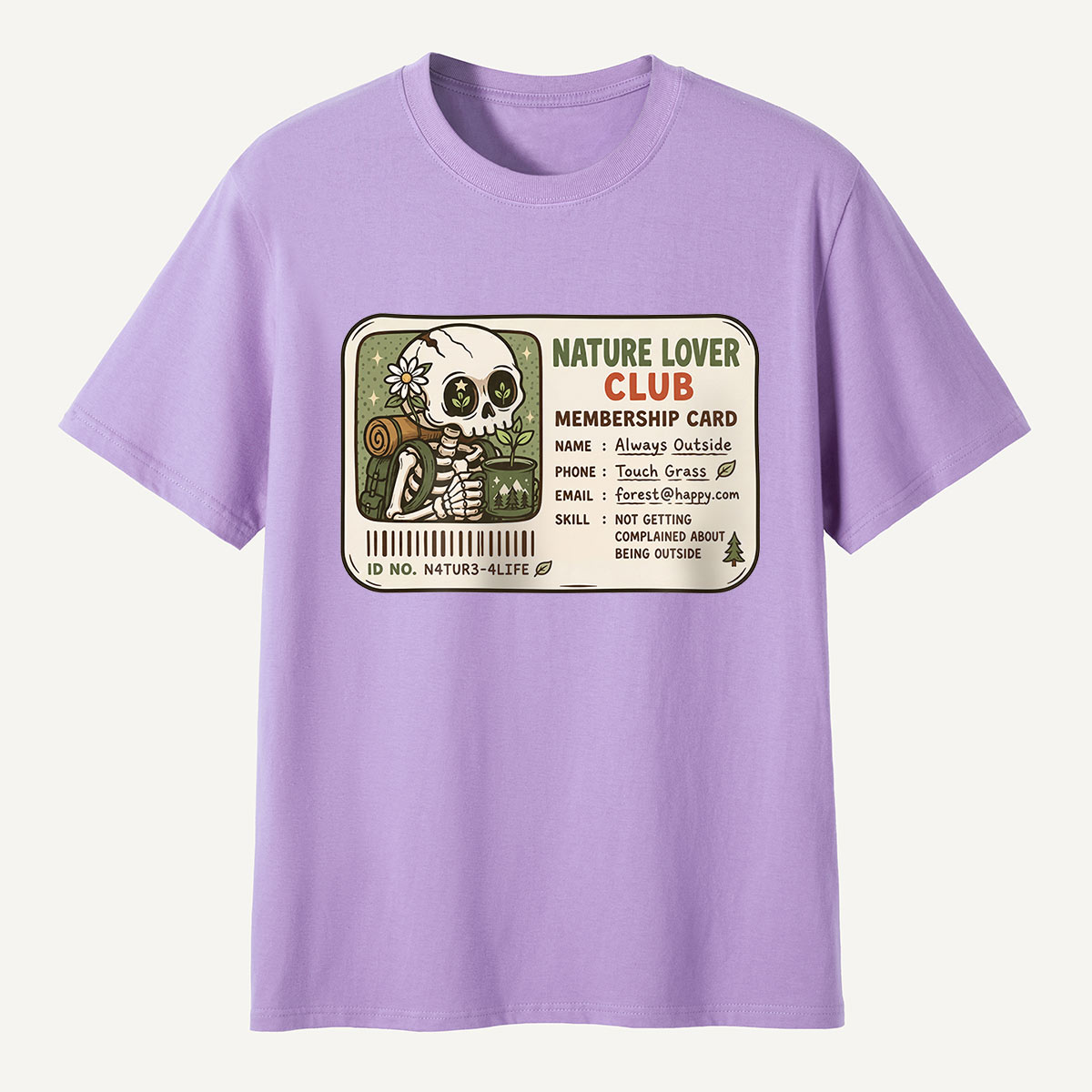 Nature Lover Club Skeleton Membership Card T-Shirt