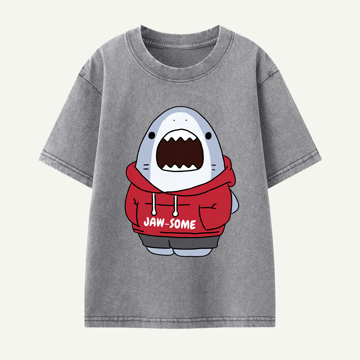 Jaw-some Shark Hoodie Kids Washed T-Shirt