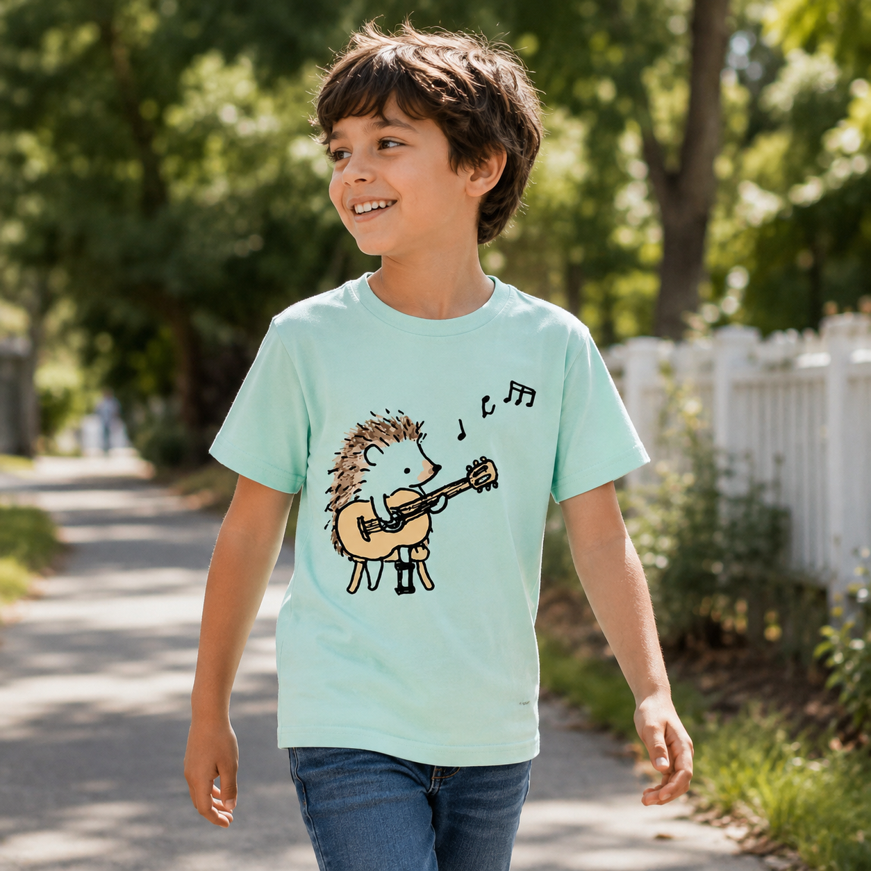 Hedgehog Guitar Music Kids T-Shirt