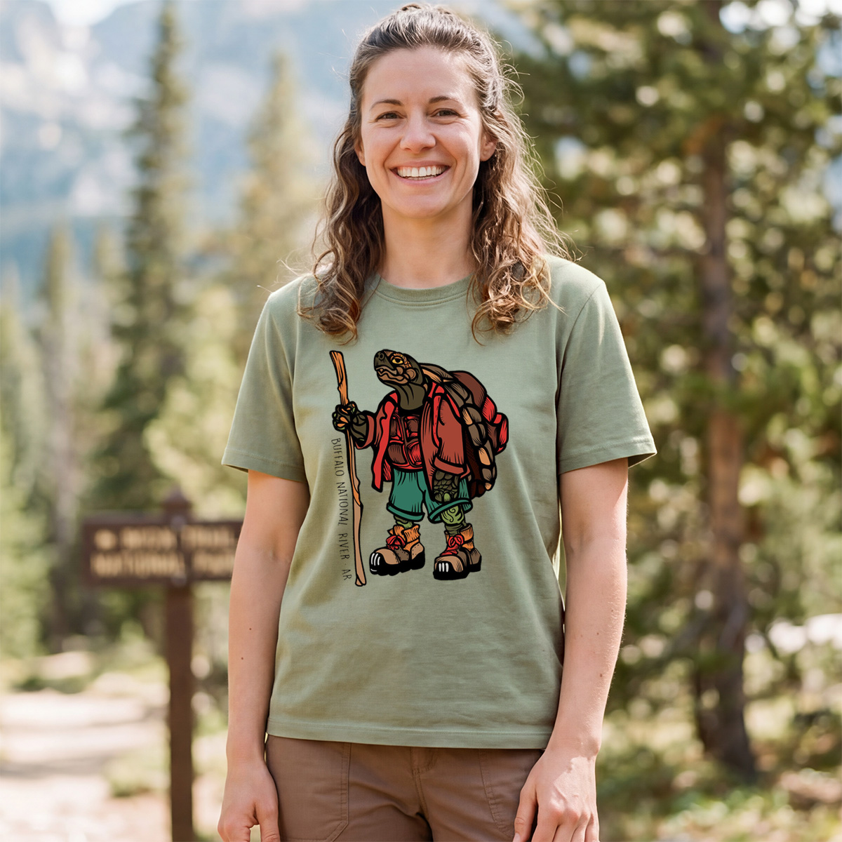 Turtle Hiker Tee Cotton Classic T-Shirt