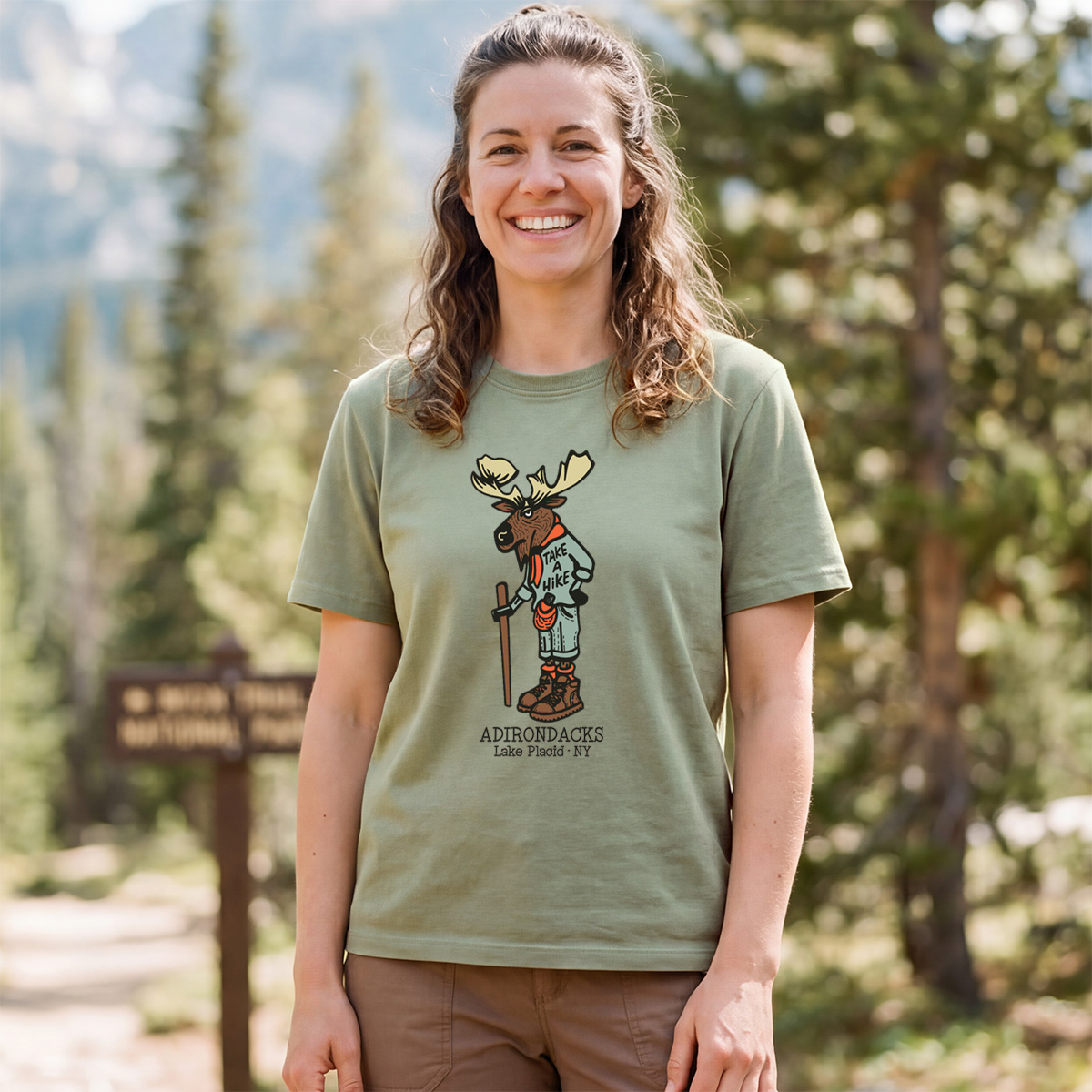 Hiking Moose Tee Cotton Classic T-Shirt