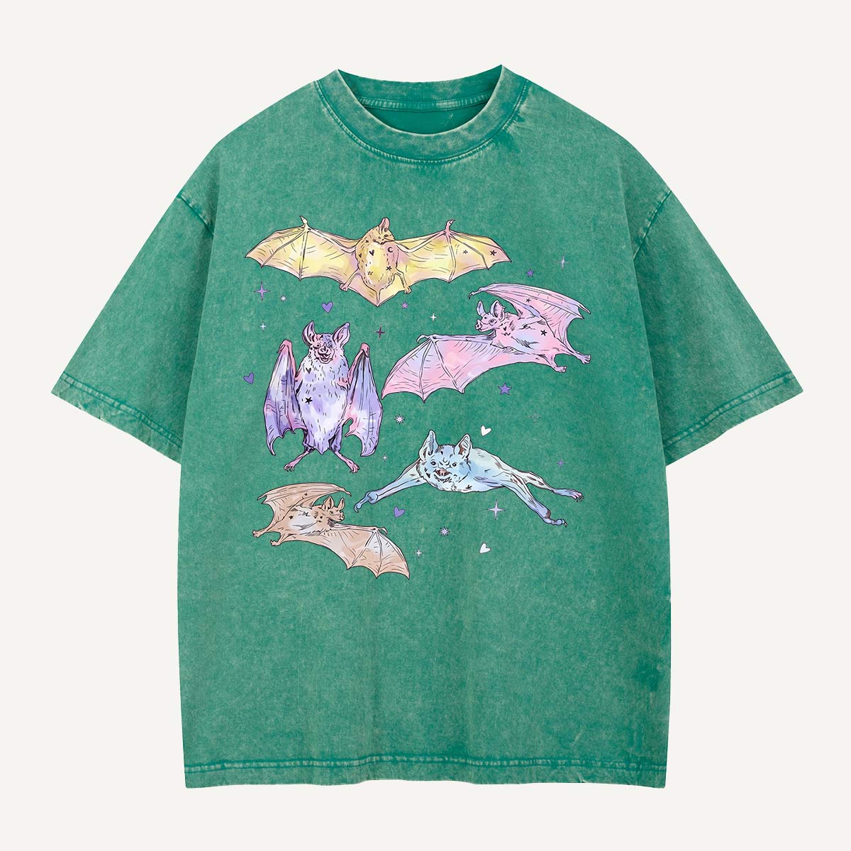 Pastel Bat Float Party Washed T-Shirt