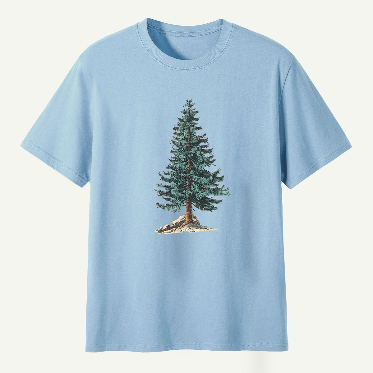 Lone Evergreen Tree Botanical Sketch T-Shirt