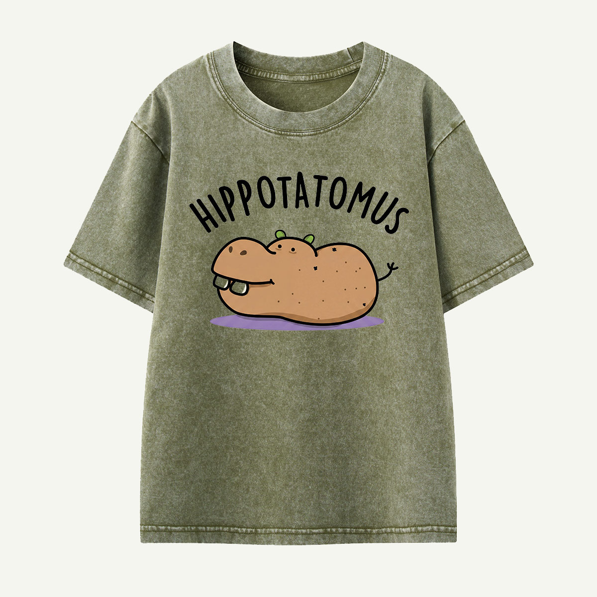 Hippotatomus Potato Hippo Kids Washed T-Shirt