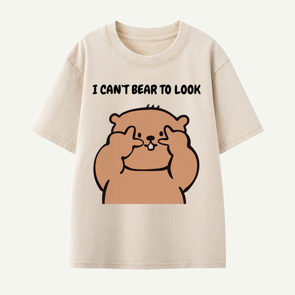 I Can’t Bear to Look Funny Bear Kids Washed T-Shirt