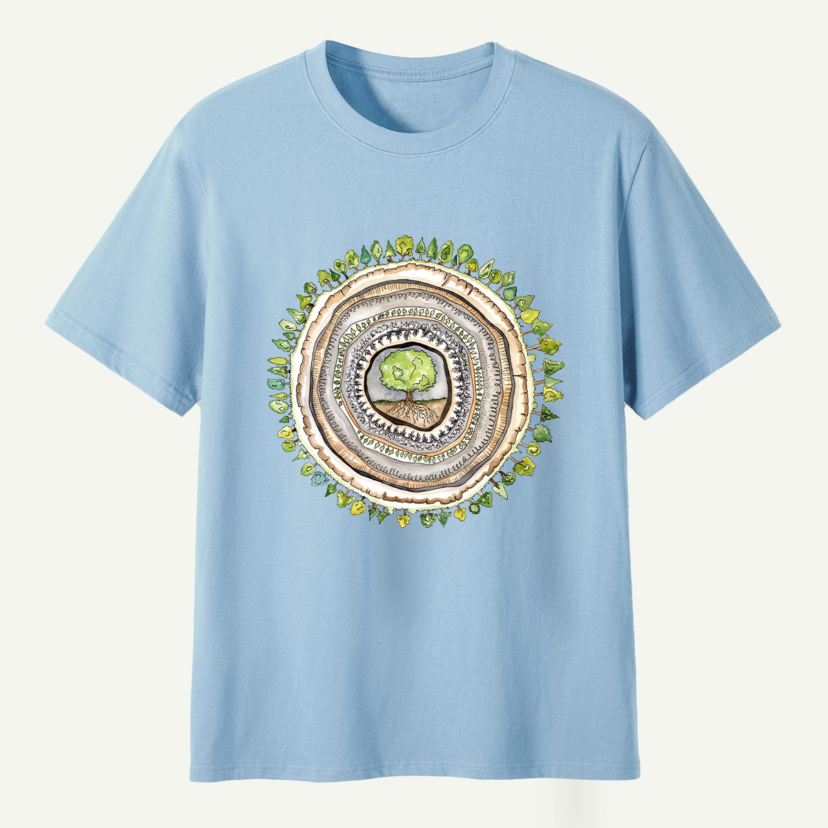 Tree Rings Nature Mandala T-Shirt