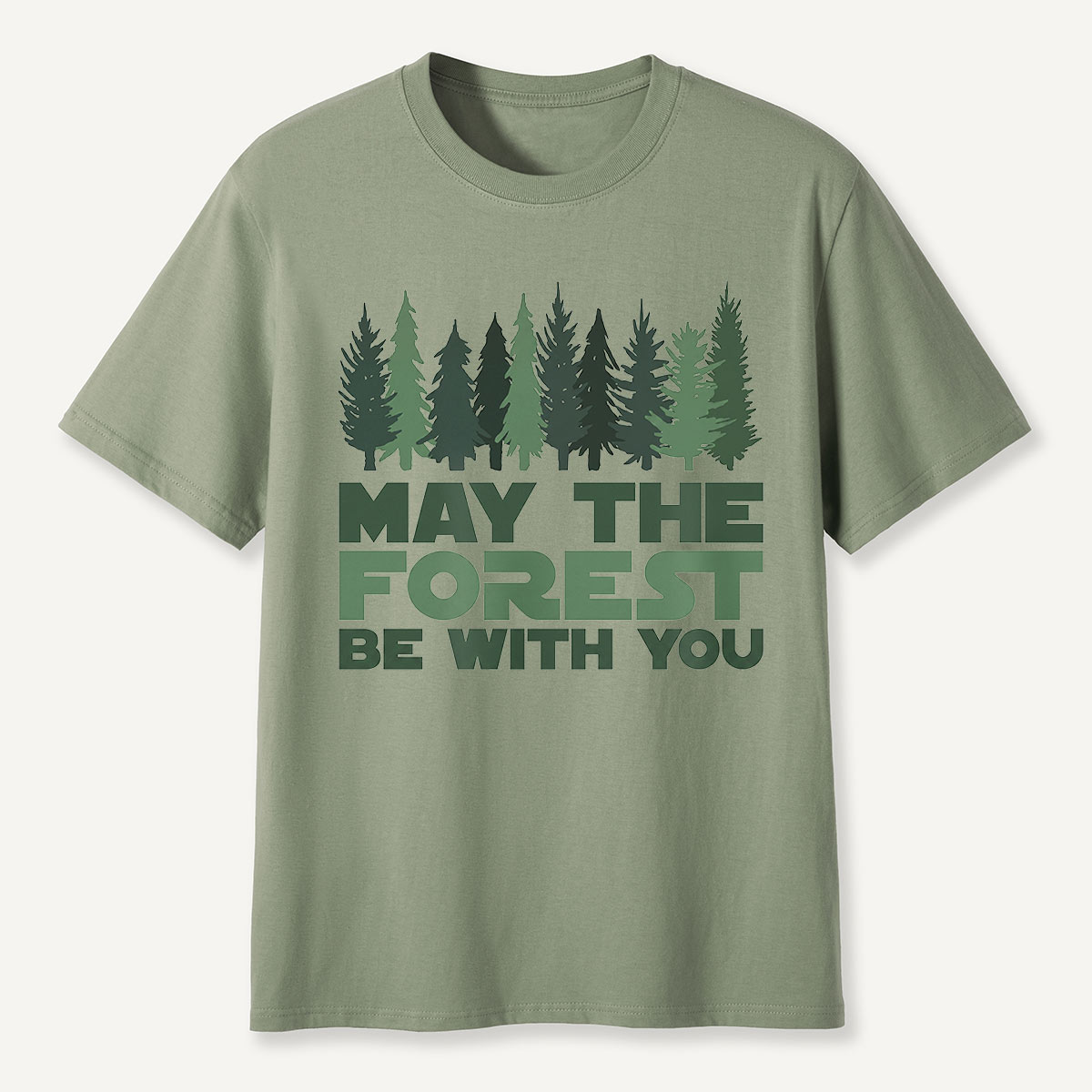 May the Forest Be With You Pink Evergreen T-Shirt