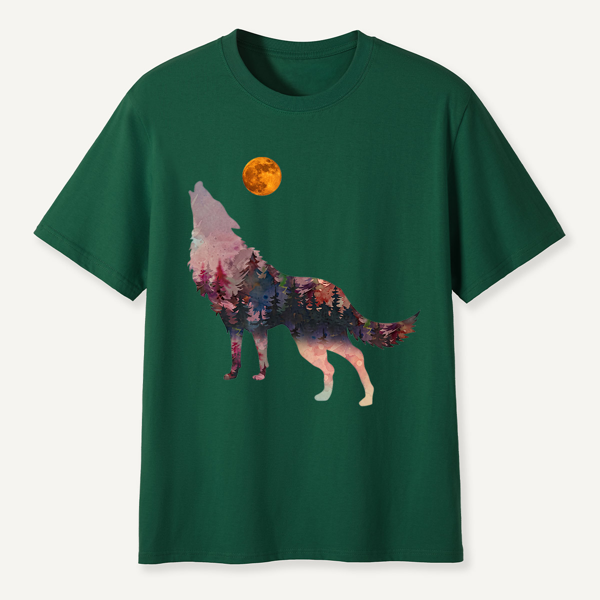 Howling Wolf Double Exposure Forest T-Shirt