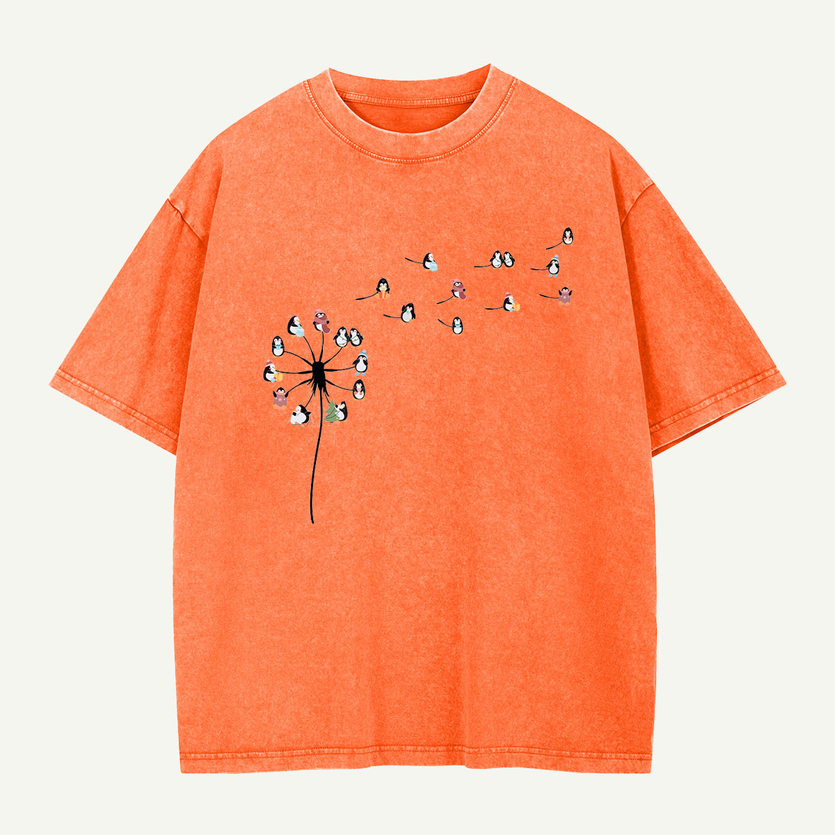 Penguins Gone with the Wind Washed T-Shirt