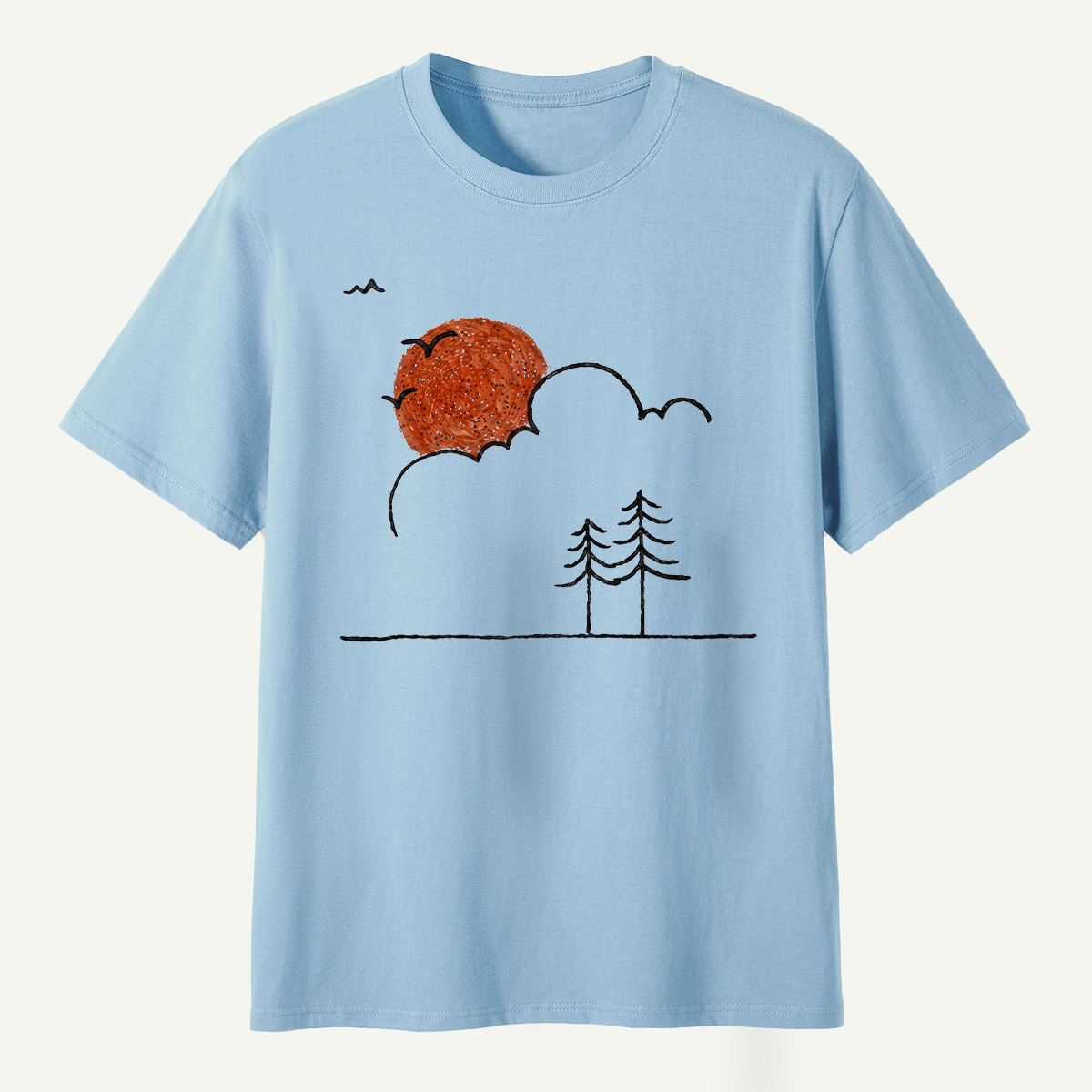 Minimal Sunset Pine Trees T-Shirt