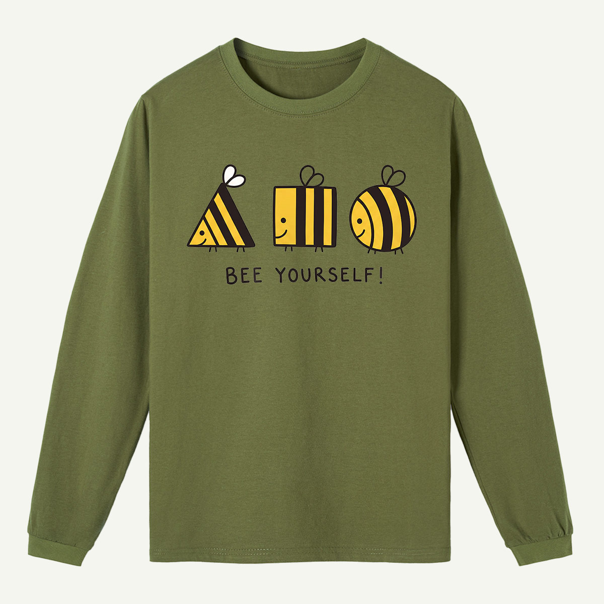 Bee Yourself Geometric Bees Long Sleeve T-Shirt