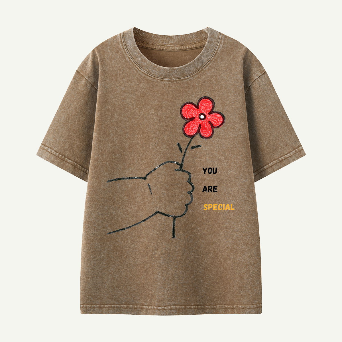 You Are Special Flower Hand Kids Washed T-Shirt