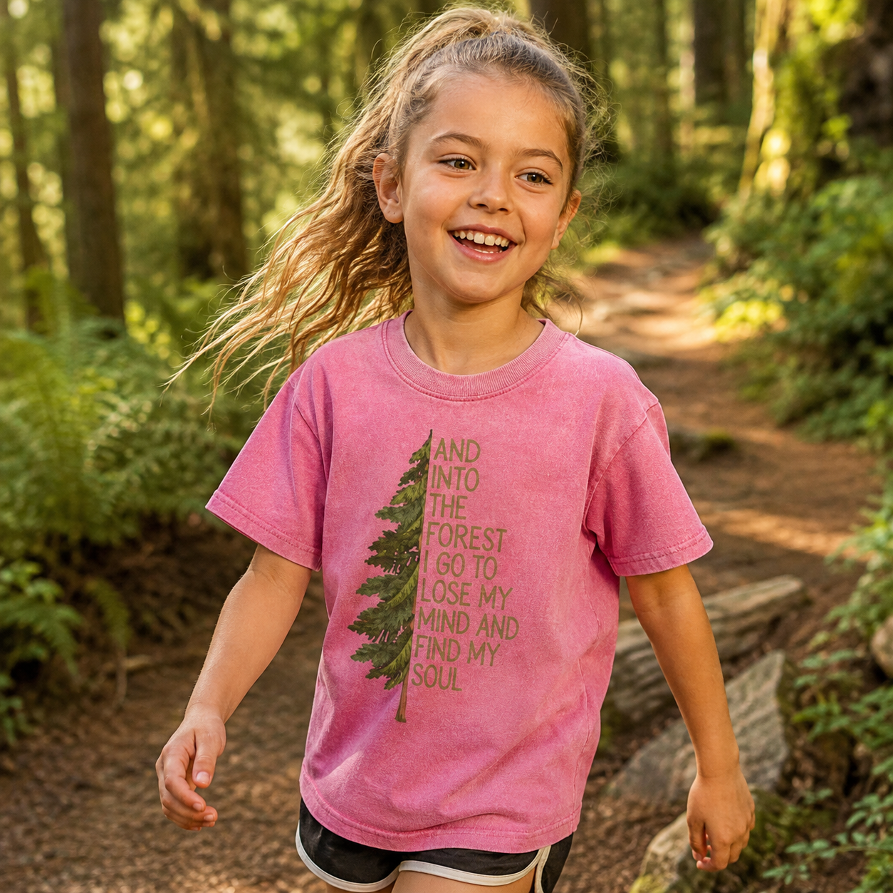 Into the Forest Tree Quote Washed T-Shirt