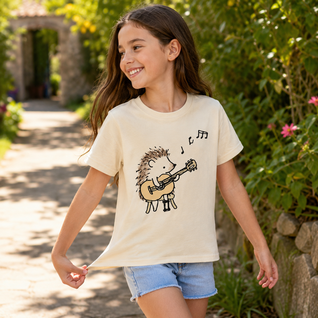 Hedgehog Guitar Music Kids T-Shirt
