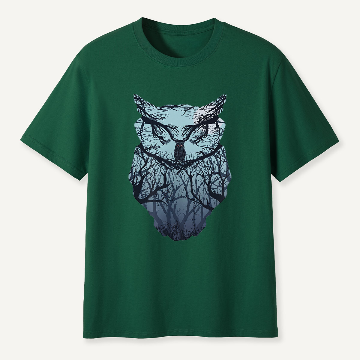 Midnight Forest Owl Double Exposure T-Shirt