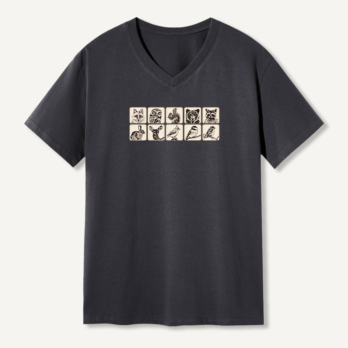Vintage Woodland Animal Portrait Collection V-neck T-Shirt