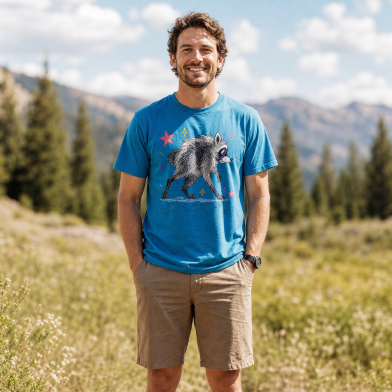 Jimothy Colorful Stars Playful Raccoon  T-Shirt