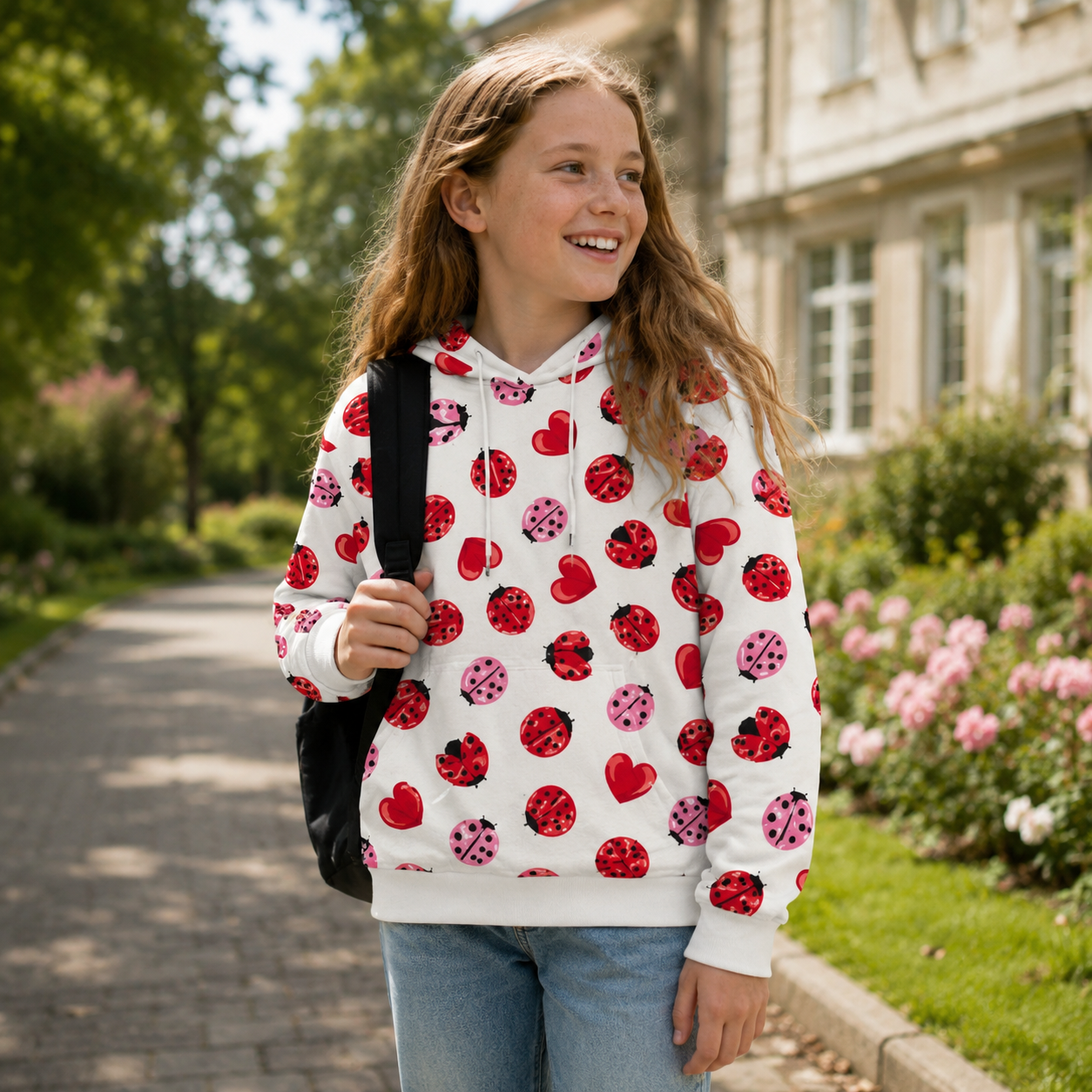 Kawaii Animal Faces Grid Kids All-over Printed Hoodie