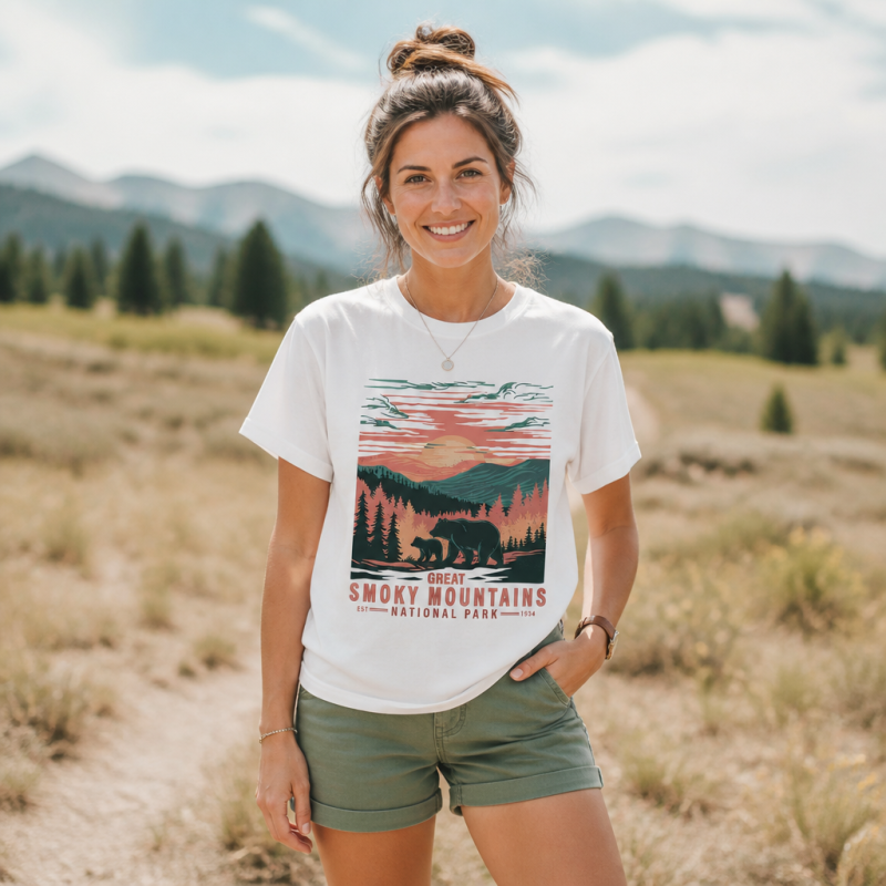 "Great Smoky Mountains National Park Bear Sunset Tee " T-Shirt