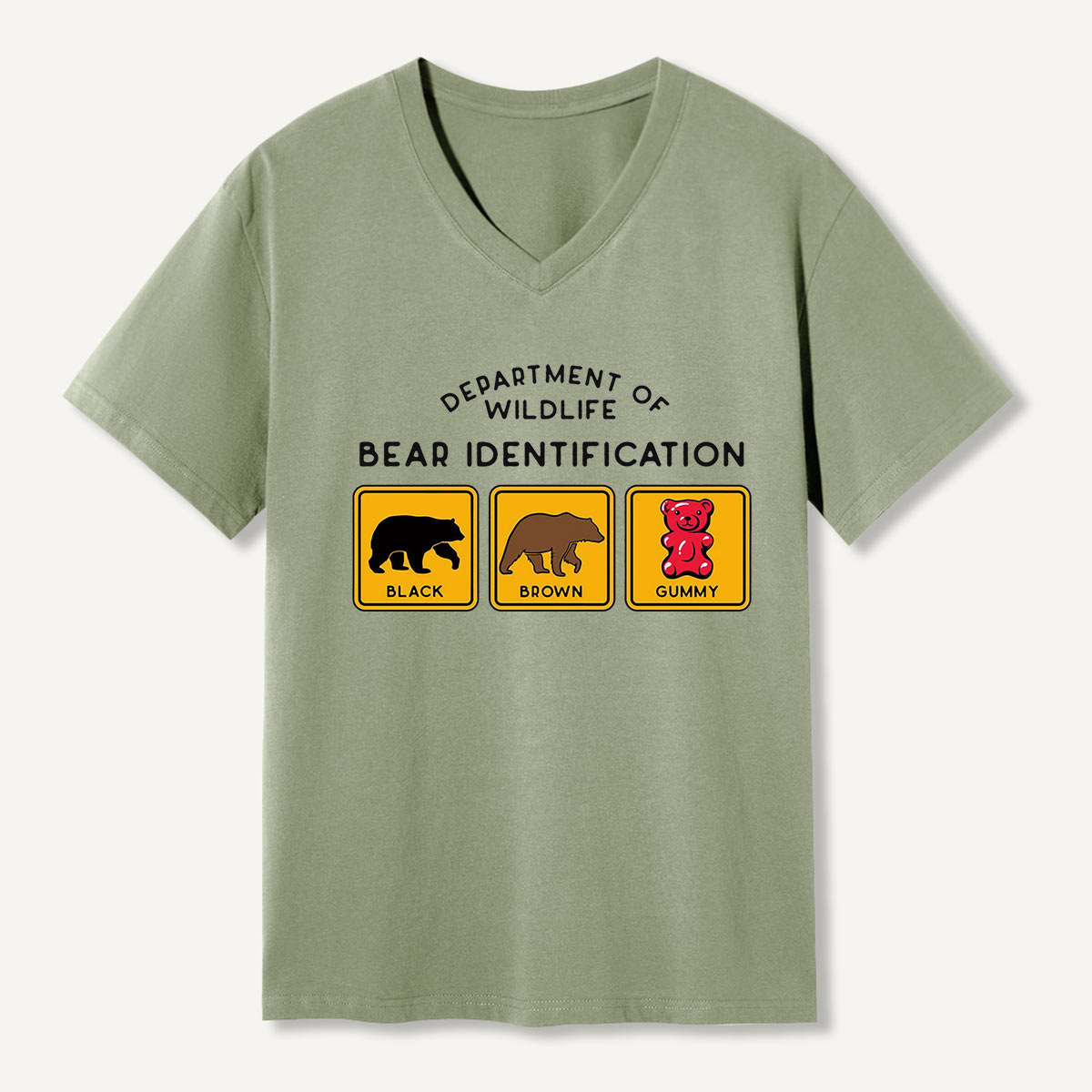 Bear Tee Cotton Classic V-neck T-Shirt
