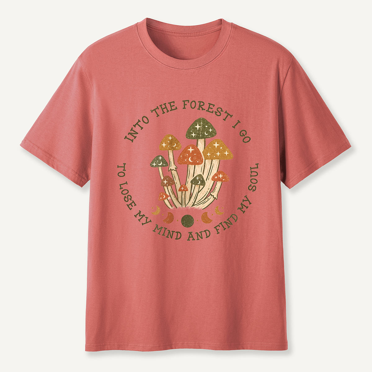 Into the Forest I Go Mushroom Moon Phases T-Shirt