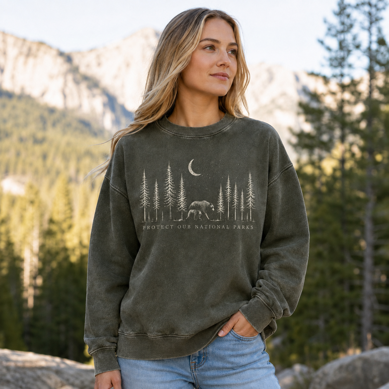 Protect The National Parks Environmental Activism Washed Sweatshirts