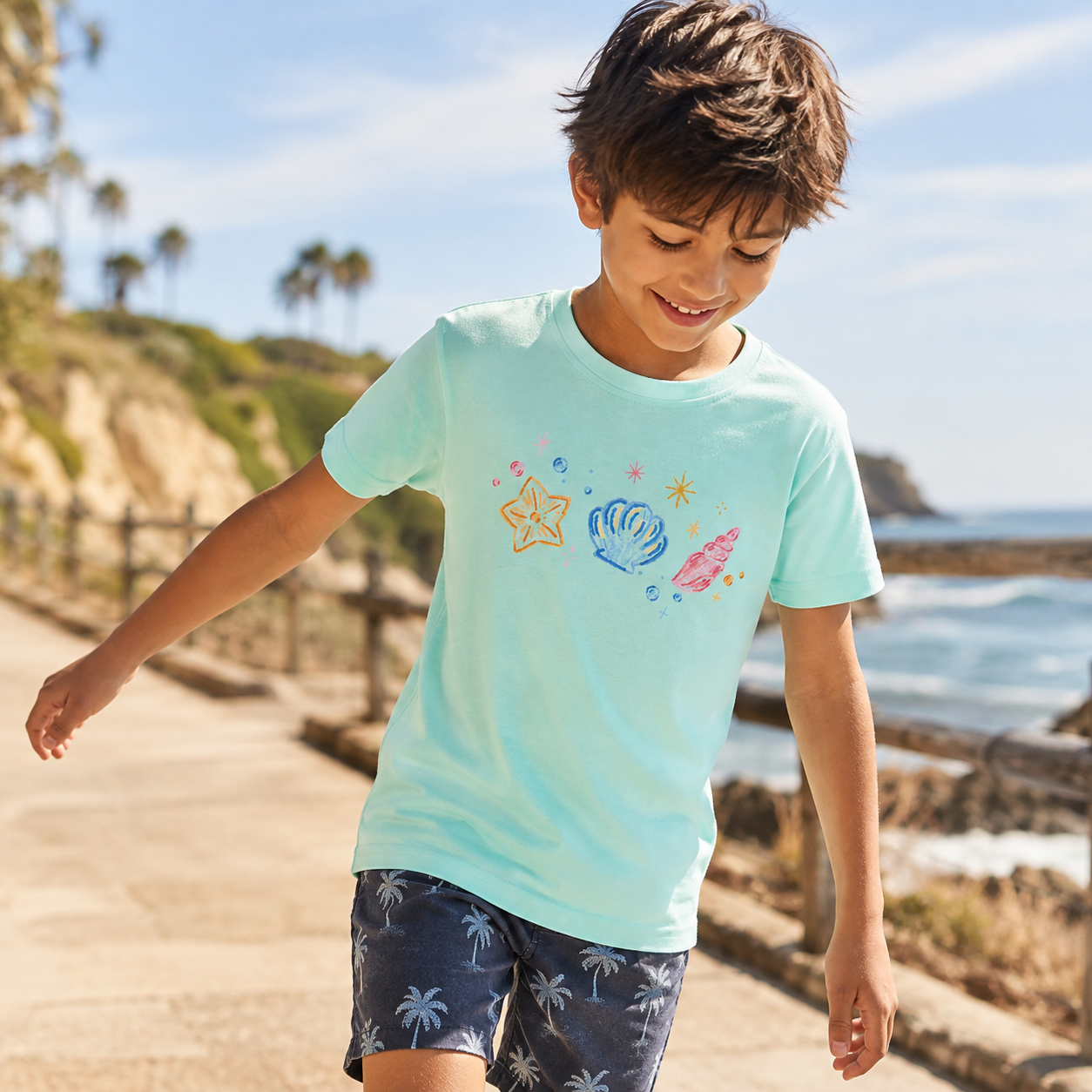 Sparkling Sea Treasures Navy Kids T-Shirt