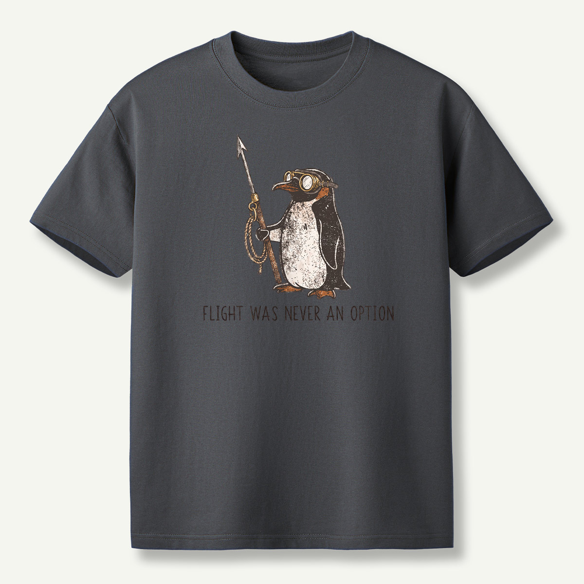 Flight Was Never An Option Aviator Harpoon Penguin T-Shirt