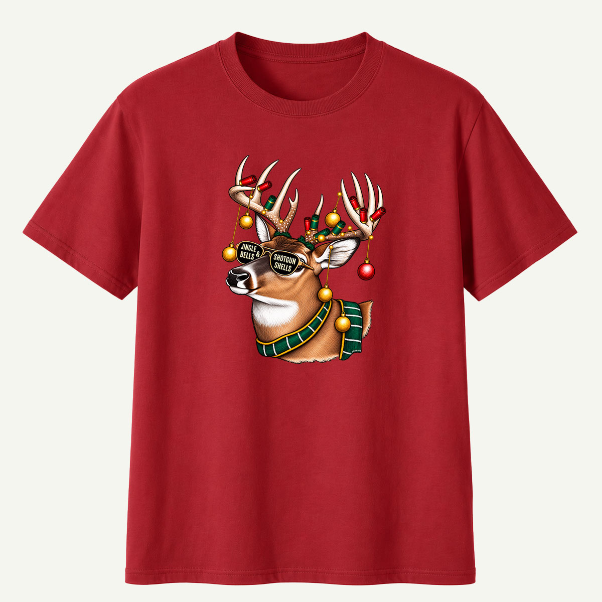 Jingle Bells And Shotgun Shells Christmas Deer T-Shirt