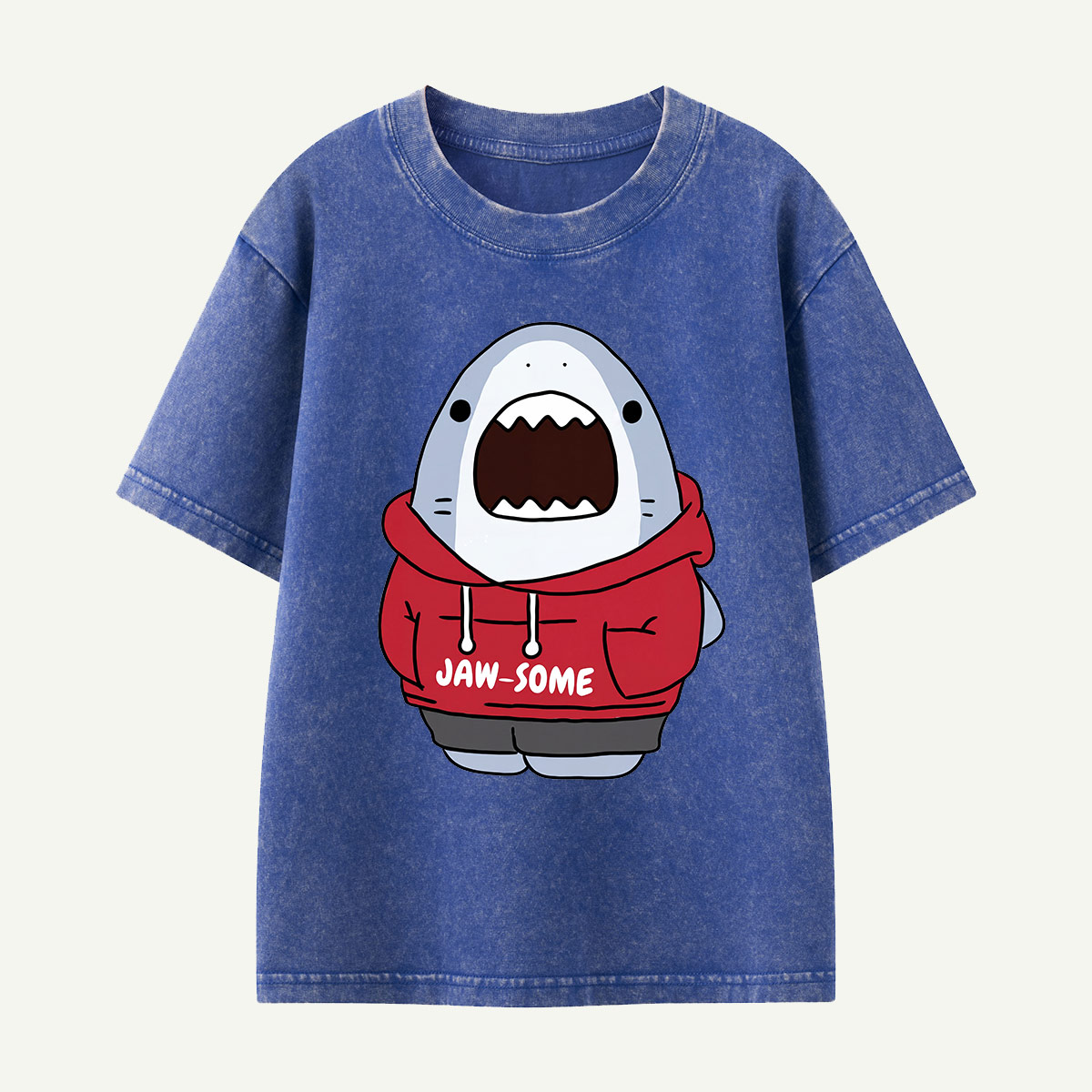 Jaw-some Shark Hoodie Kids Washed T-Shirt