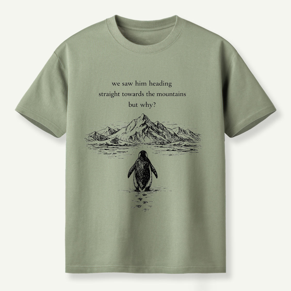 Penguin Heading Straight Towards The Mountains But Why T-Shirt