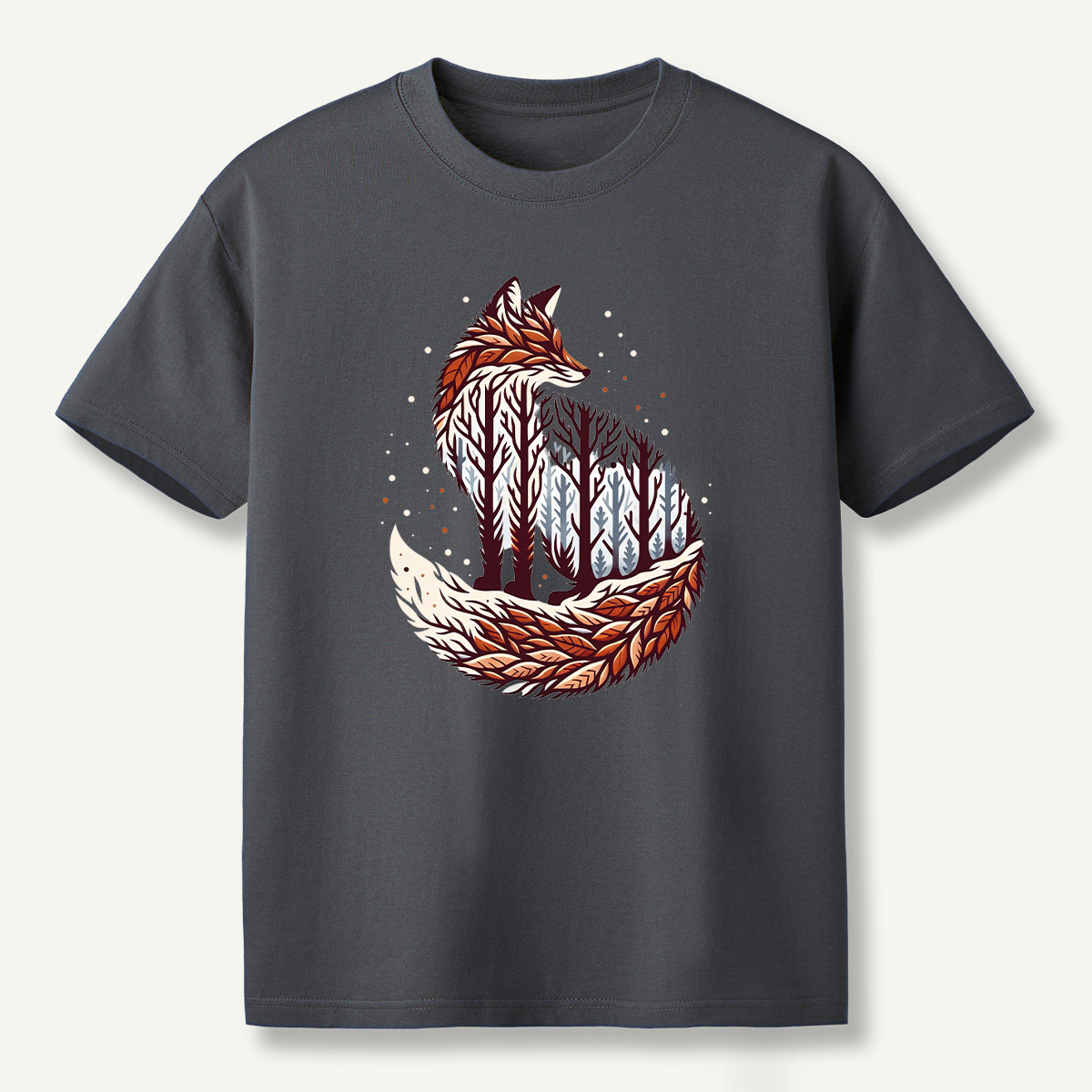 Fox Forest Double Exposure Portrait T-Shirt