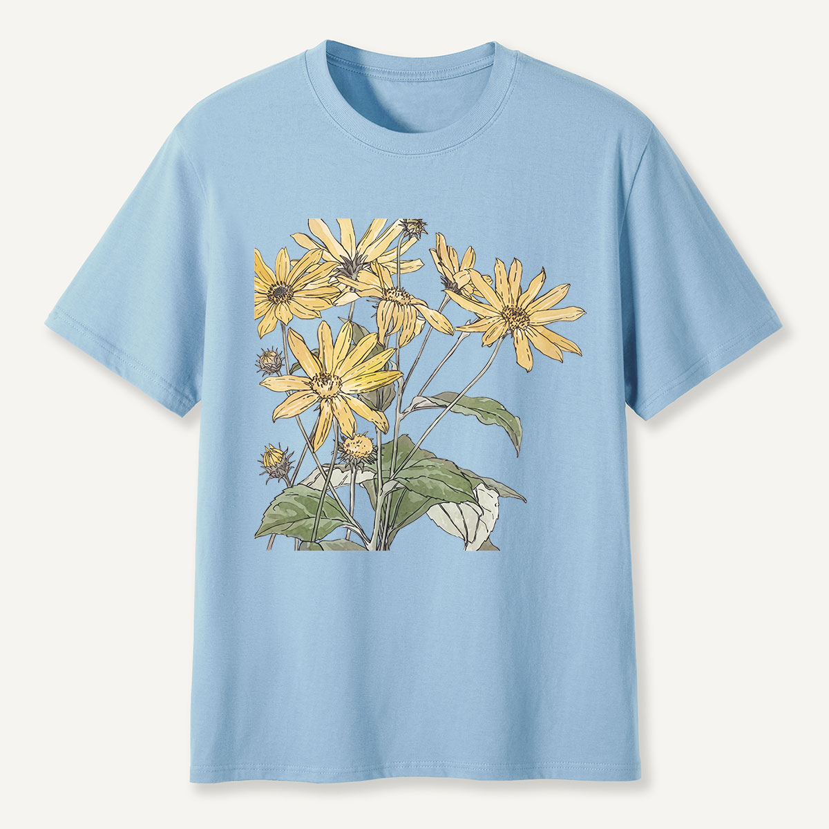 Yellow Wildflowers Botanical Illustration T-Shirt