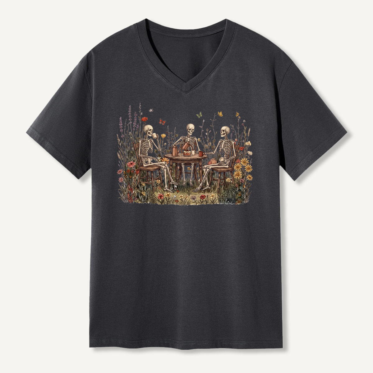 Woodland Garden Tea Party V-neck T-Shirt