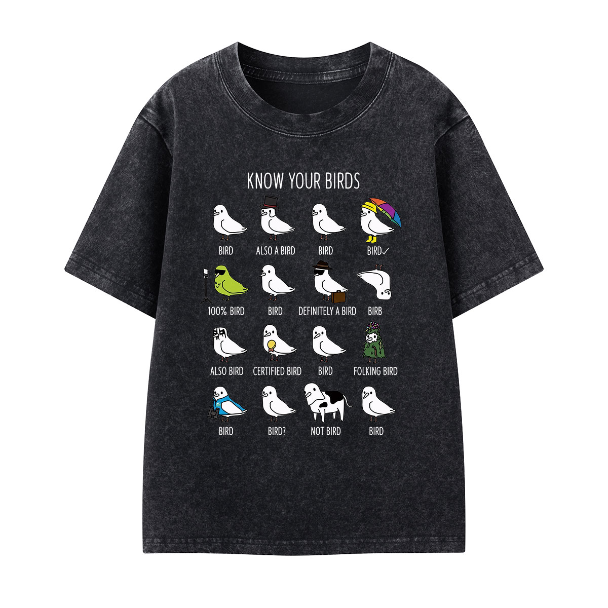 Know Your Birds Bird Chart Kids Washed T-Shirt