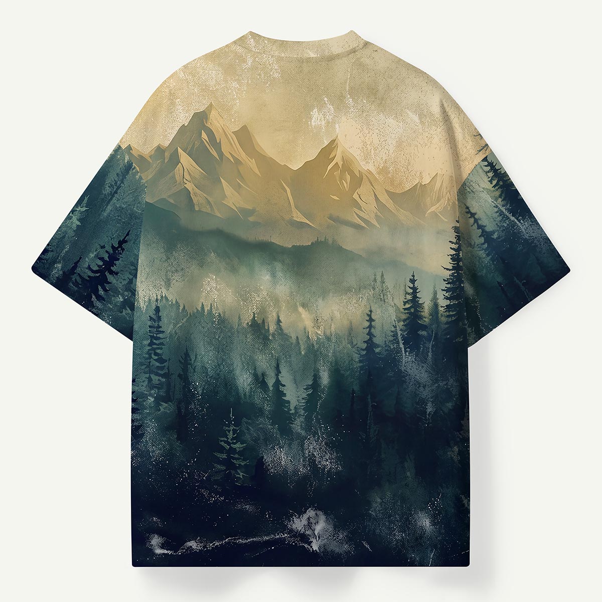 Misty Mountain Pine Forest Eco All-Over Print T-Shirt