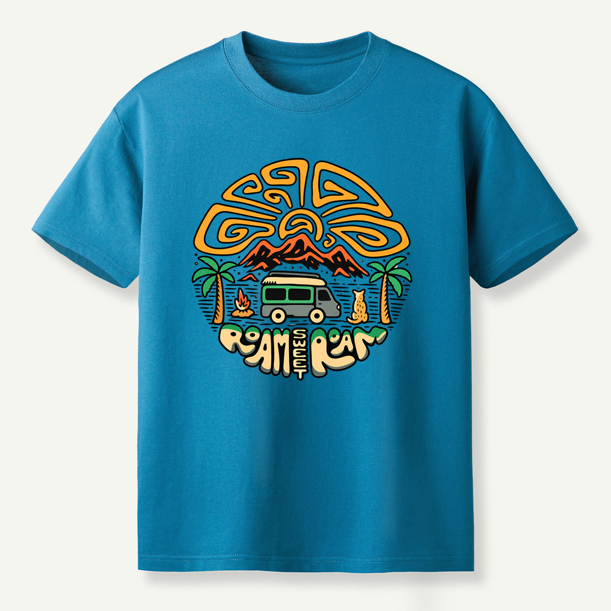 Roam Wild Camper Van Mountain Camping Adventure T-Shirt