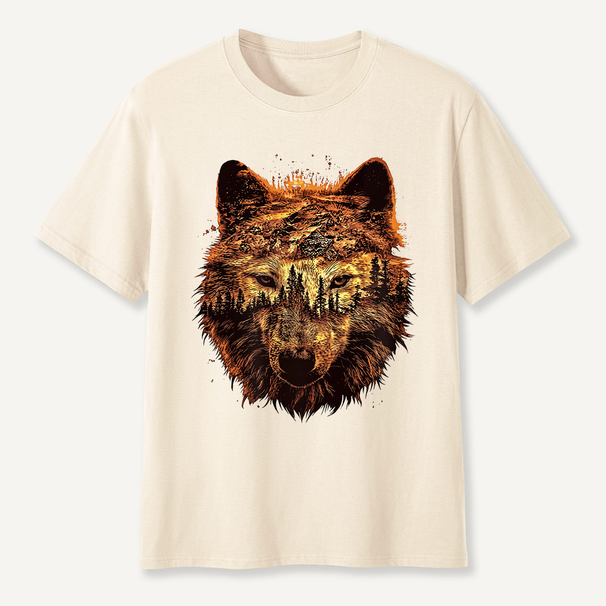 Double Exposure Wolf Forest T-Shirt